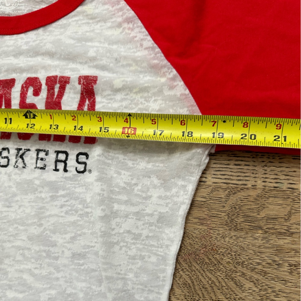 Nebraska Cornhuskers Huskers 3/4 Sleeve Burnout Shirt Top Large - Picture 9 of 11